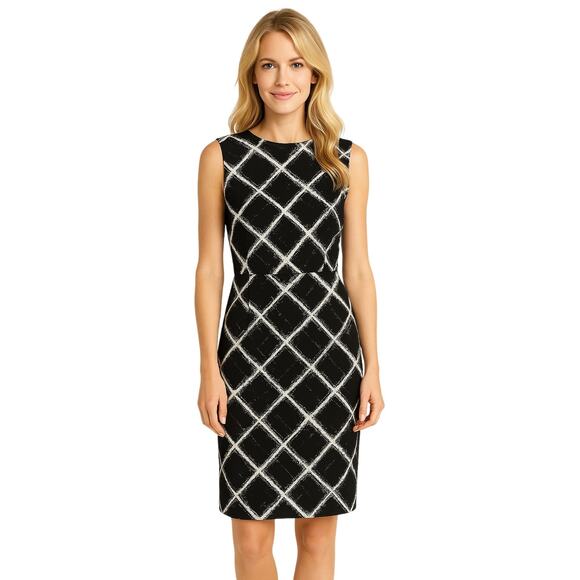 VINTAGE Tabak black white shift diamond design sleeveless - Picture 1 of 5